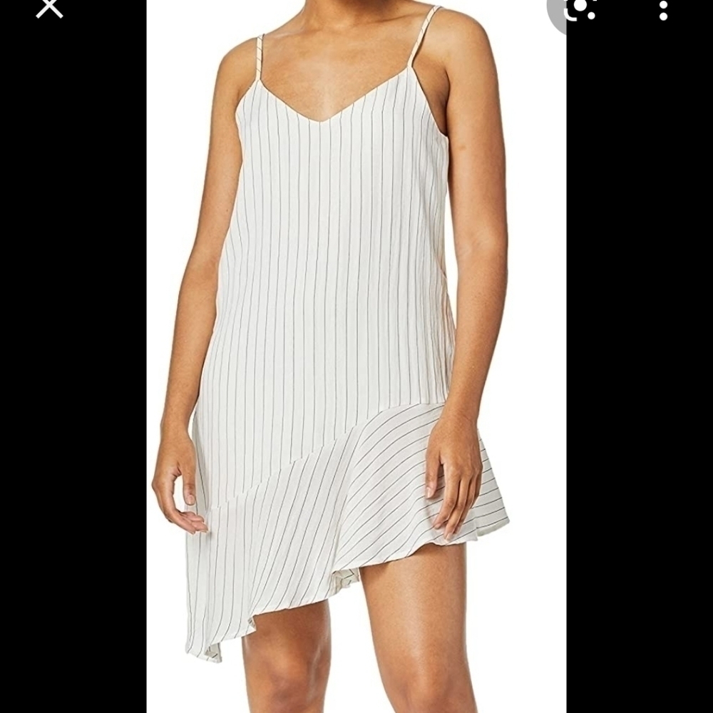 XS mink pink asymmetrical pinstripe dress
